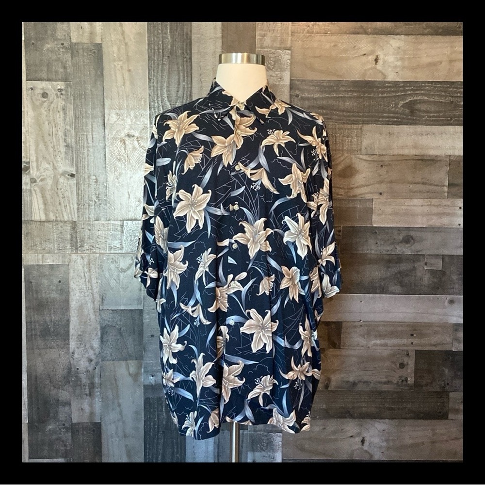 Men’s Pierre Cardin Hawaiian button up shirt XXLarge tropical beach resortwear
